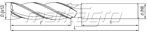 Stopková fréza čelní válcová, dlouhá s válcovou stopkou DIN844-A L-N