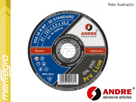 Řezný kotouč plochý - 180 mm x 2,5 mm x 22,2 mm, PRO-LINE verze STANDARD, TYP 41 - ANDRE (020042)