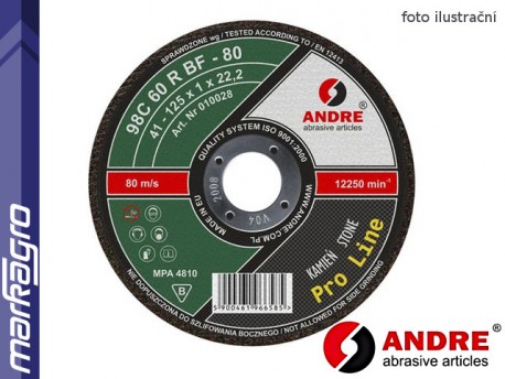 Řezný kotouč plochý - 115 mm x 1 mm x 22,2 mm, PRO-LINE verze STONE, TYP 41 - ANDRE (010016)